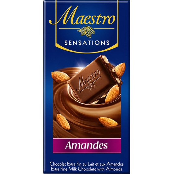 TABLETTE DE CHOCOLAT AU LAIT MAESTRO AMANDE 20G