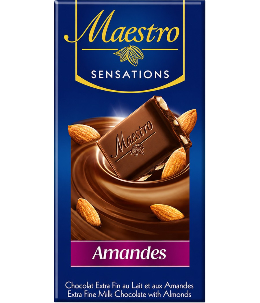 TABLETTE DE CHOCOLAT AU LAIT MAESTRO AMANDE 20G
