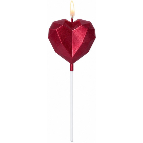 BOUGIE ROUGE COEUR SUPPORT METALLIQUE