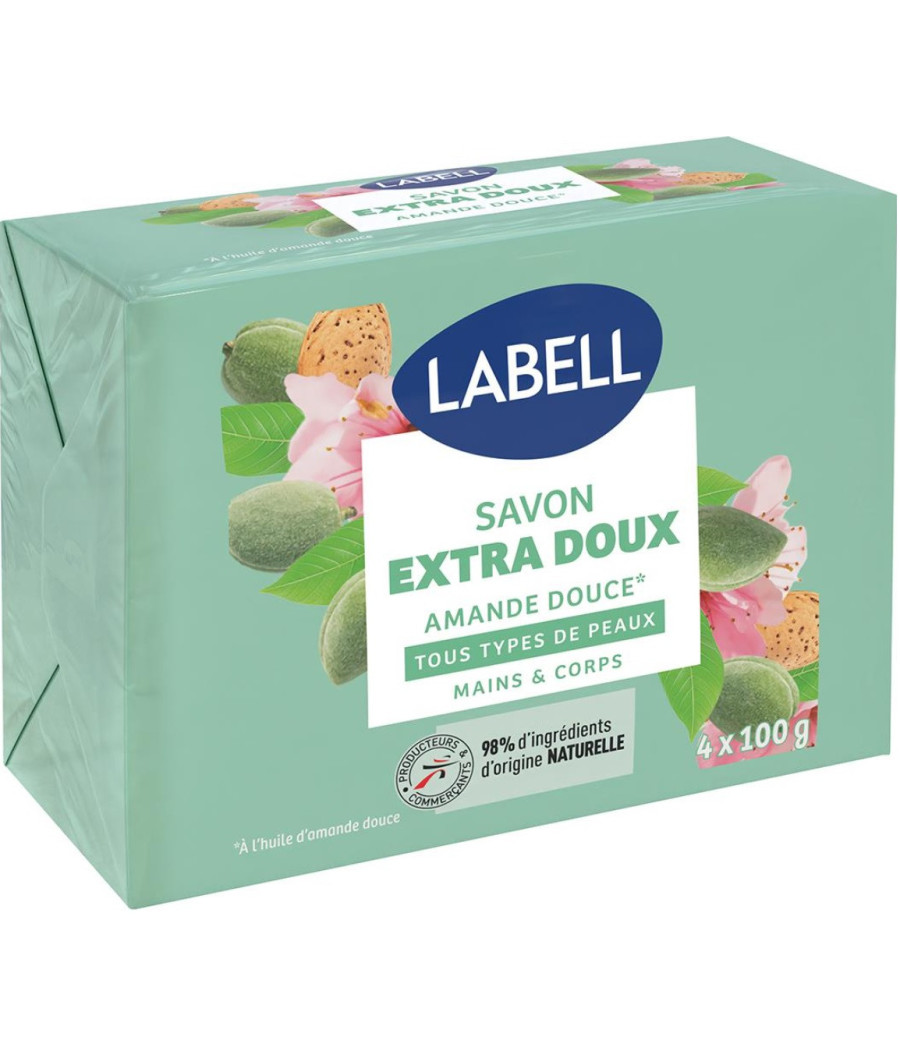 SAVON LABELL EXTRA DOUX AMANDE DOUCE MAIN & CORPS 4 X 100G
