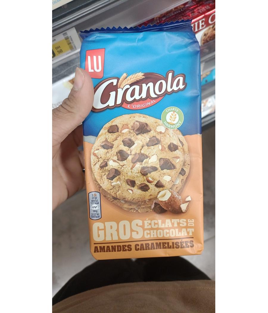 COOKIES GROS ECLATS CHOCOLAT AMANDES CARAMELISEES GRANOLA GROS ECLATS LU 184G