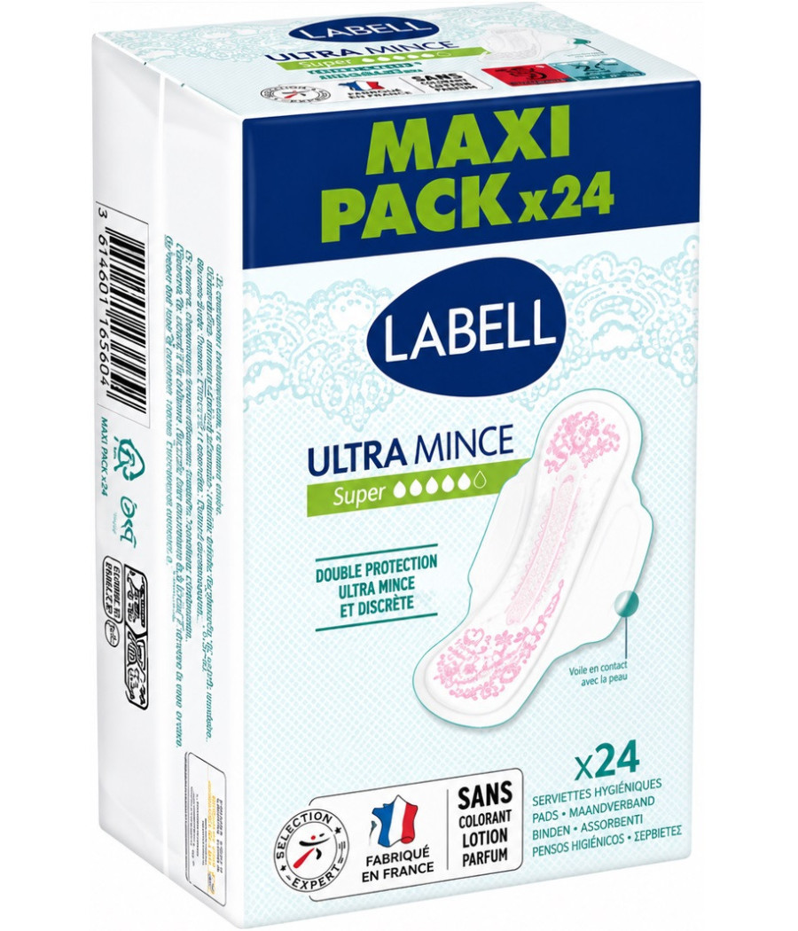 SERVIETTE HYGIÉNIQUE LABELL ULTRA MINCE X24