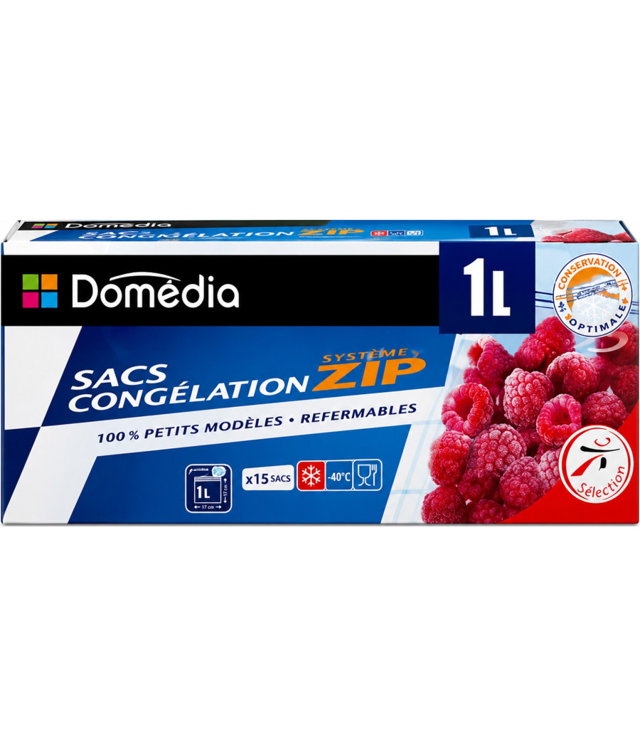 SACS CONGÉLATION DOMÉDIA DOUBLE ZIP PETIT MODELE X20 1L