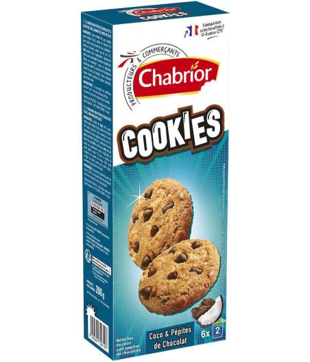 COOKIES COCO-PEPITES DE CHOCOLAT CHABRIOR 200G
