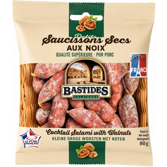 SAUCISSONS SECS BASTIDES AUX NOIX PORC 80G