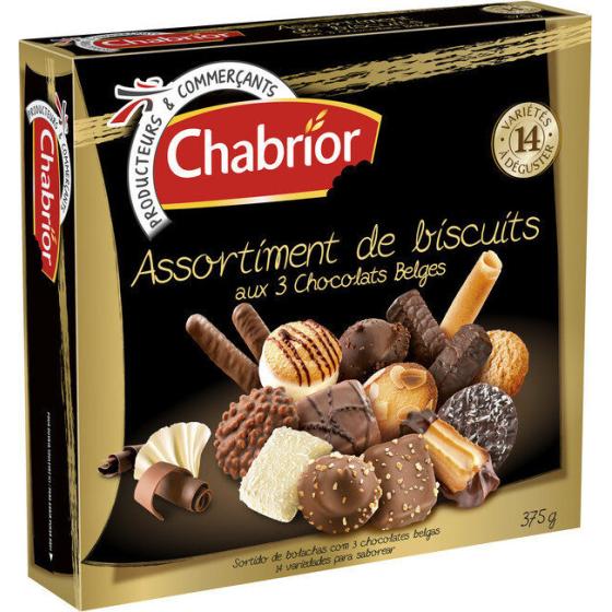 ASSORTIMENT DE BISCUITS AUX 3 CHOCOLATS BELGES CHABRIOR 375G