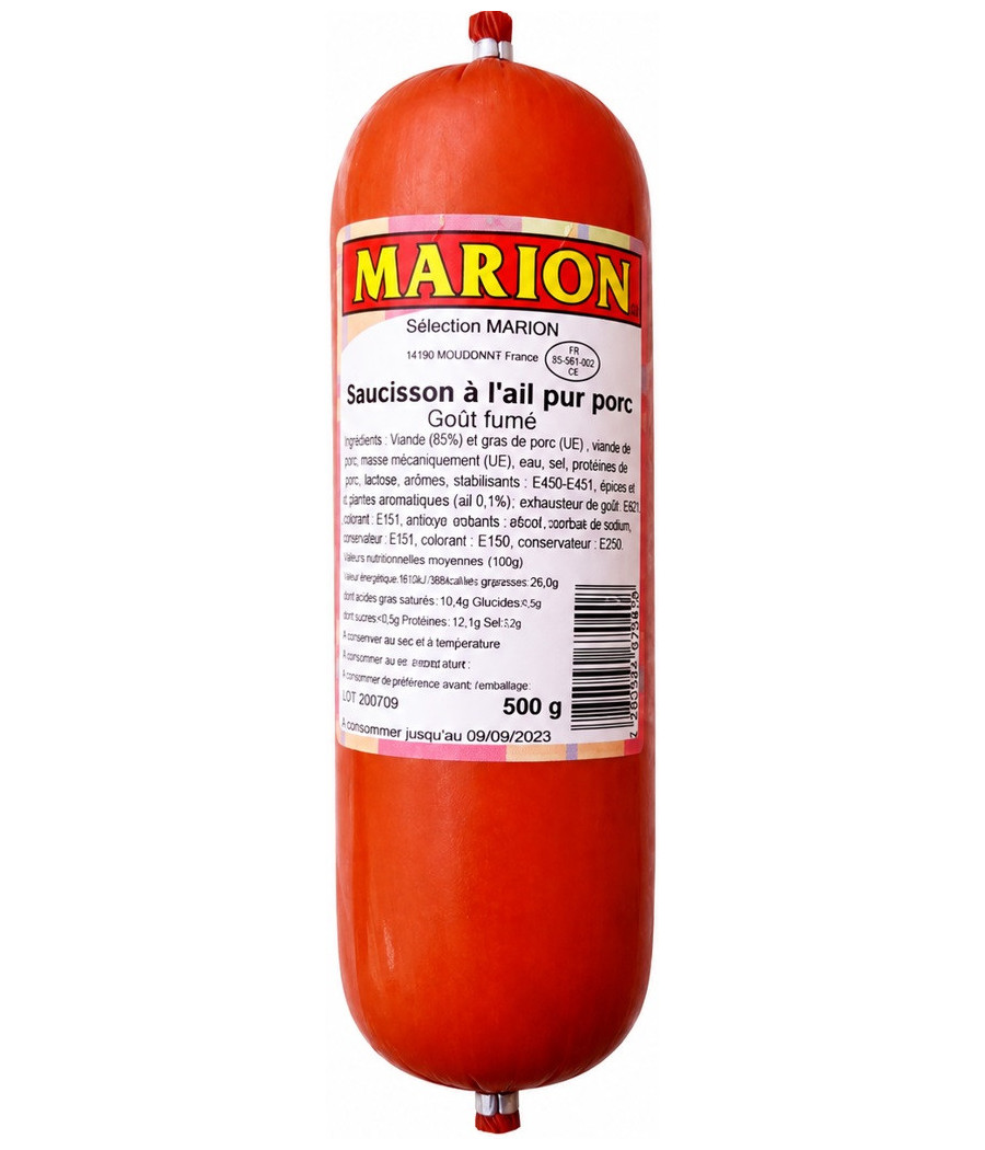 SAUCISSON MARION FUMÉ AIL PORC 500G