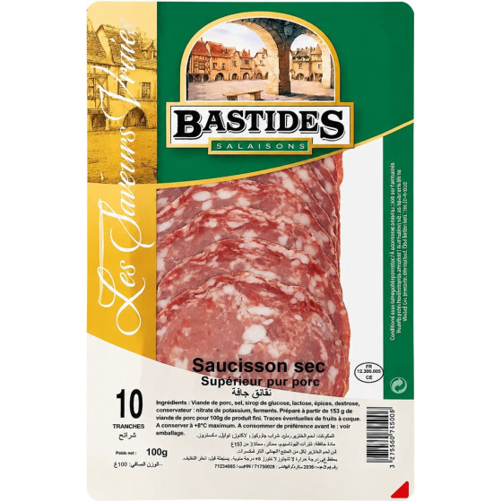 SAUCISSON SEC BASTIDES PUR PORC 100G