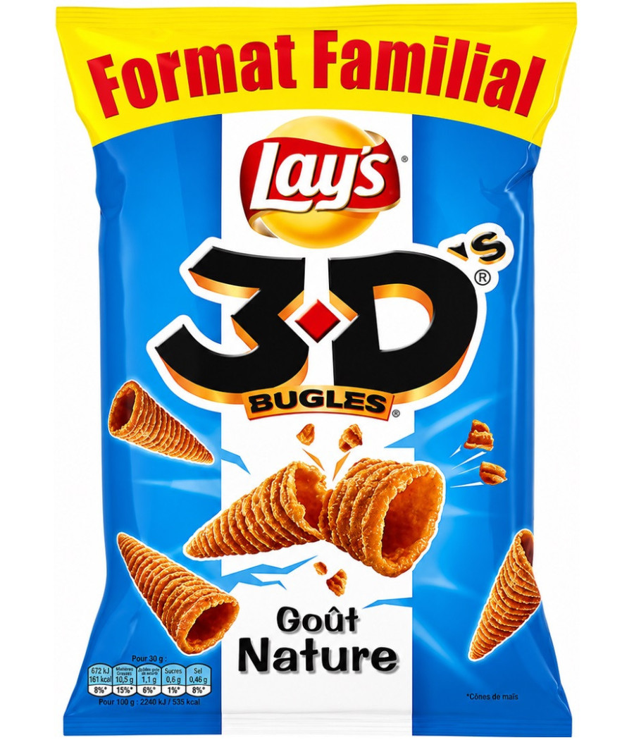 CHIPS 3D'S BUGLES NATURE 150G