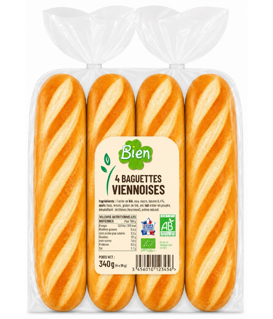 BAGUETTES VIENNOISES  X4 340G