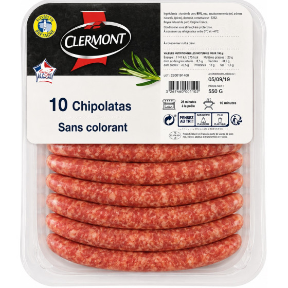 SAUCISSE CHIPOLATAS X10 500G