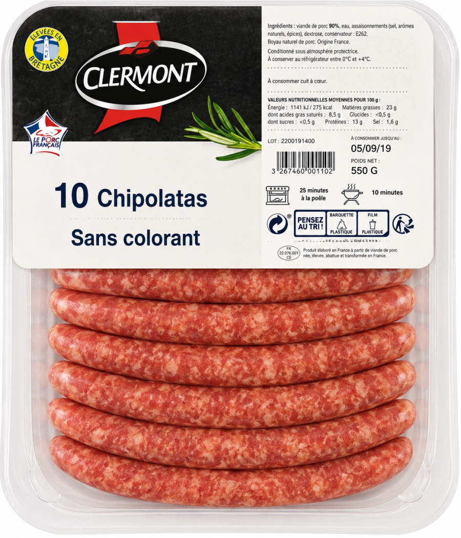 SAUCISSE CHIPOLATAS X10 500G