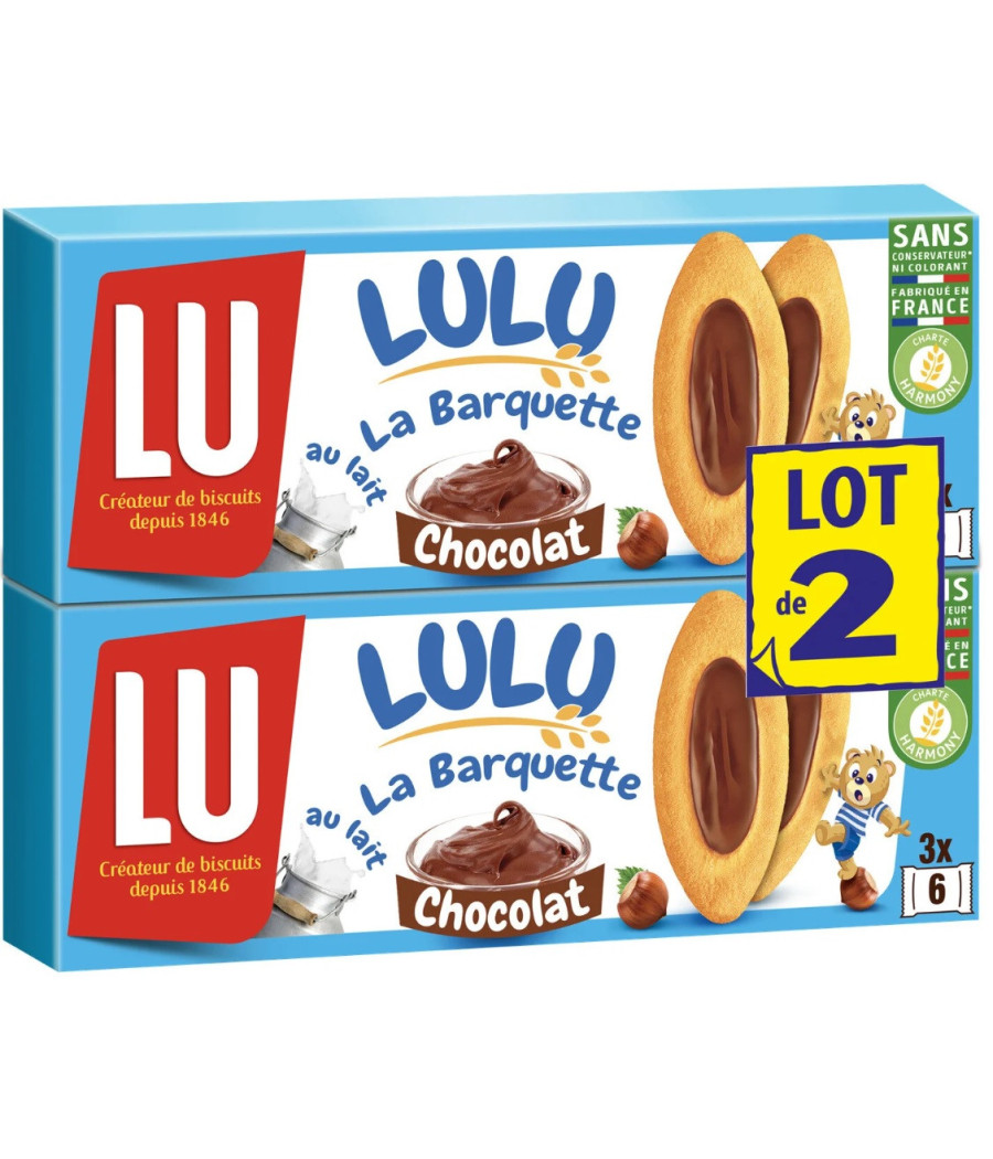 BISCUITS LULU LA BARQUETTE CHOCOLAT LU 2X120G
