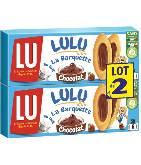 BISCUITS LULU LA BARQUETTE CHOCOLAT LU 2X120G