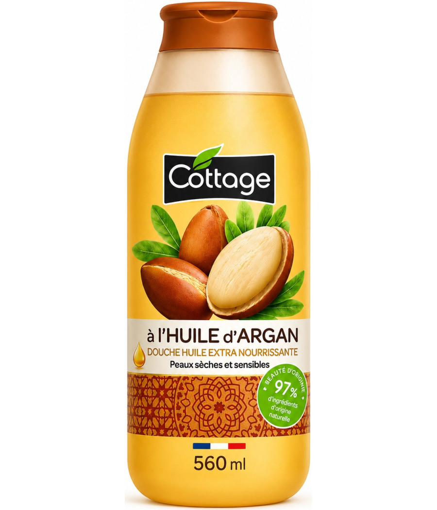 GEL DOUCHE HUILE COTTAGE NOURISSANT HUILE D'ARGAN 560ML