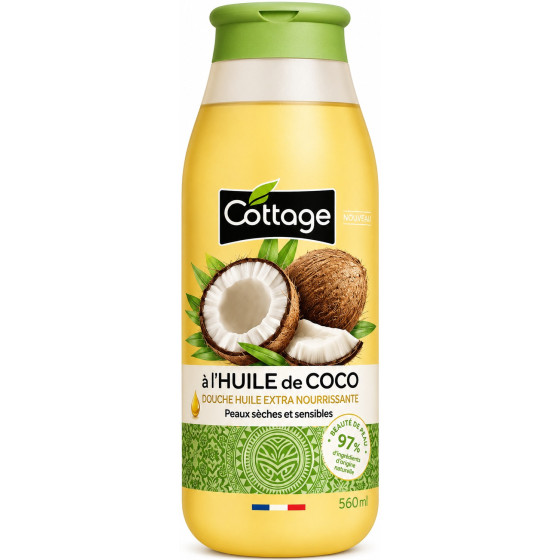 GEL DOUCHE COTTAGE HUILE COCO EXTRA NOURRISSANT 560ML