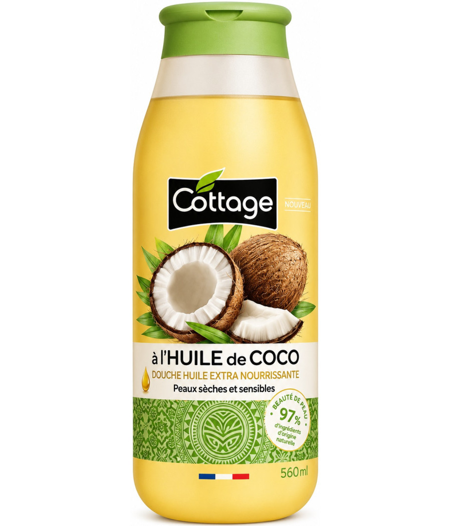 GEL DOUCHE COTTAGE HUILE COCO EXTRA NOURRISSANT 560ML