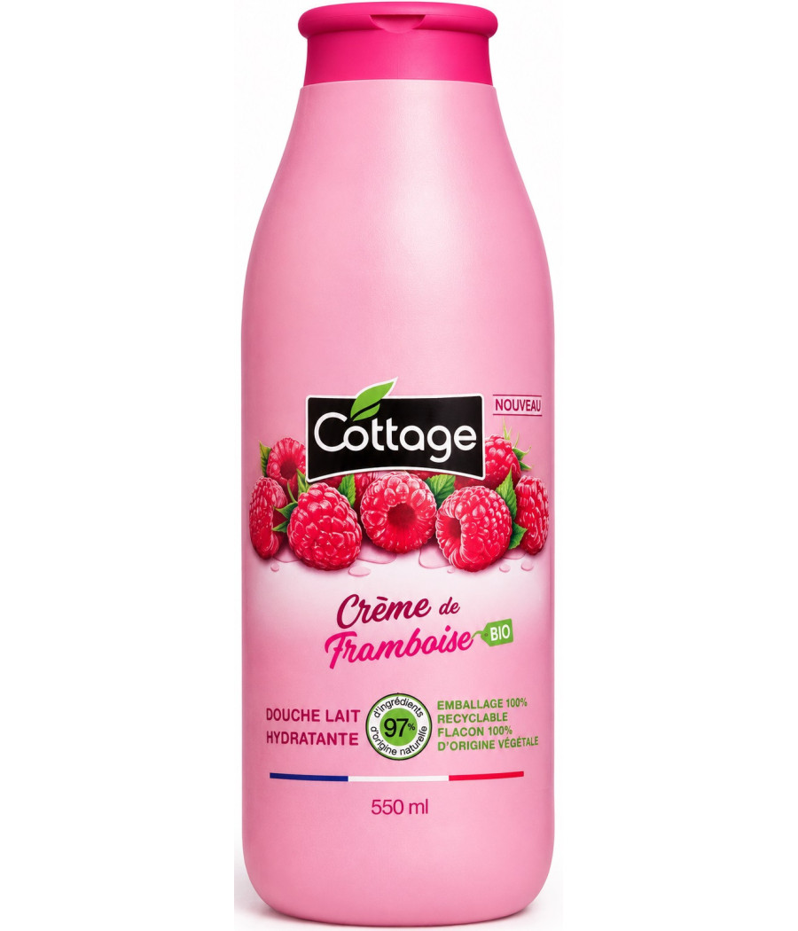 CREME DOUCHE HYDRATANT CREME DE FRAMBOISE BIO COTTAGE 550ML