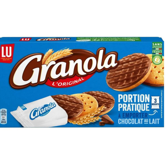 BISCUIT GRANOLA NAPPES AU CHOCOLAT AU LAIT LU 225G