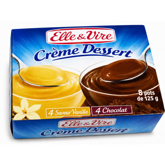 CRÈME DESSERT ELLE&VIRE VANILLE CHOCO 8 X 125G