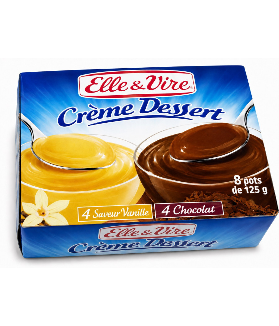 CRÈME DESSERT ELLE&VIRE VANILLE CHOCO 8 X 125G