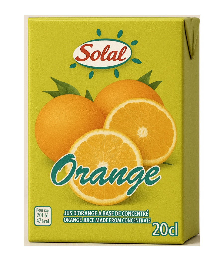 JUS DE FRUITS D'ORANGE SOLAL 20CL