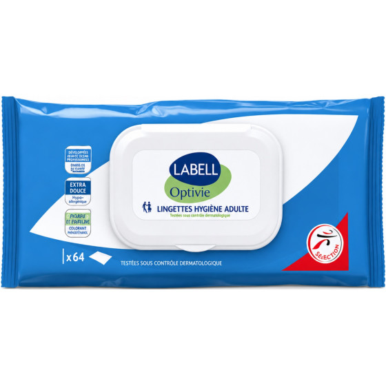 LINGETTES D'HYGIÈNE LABELL OPTIVE ADULTE X64