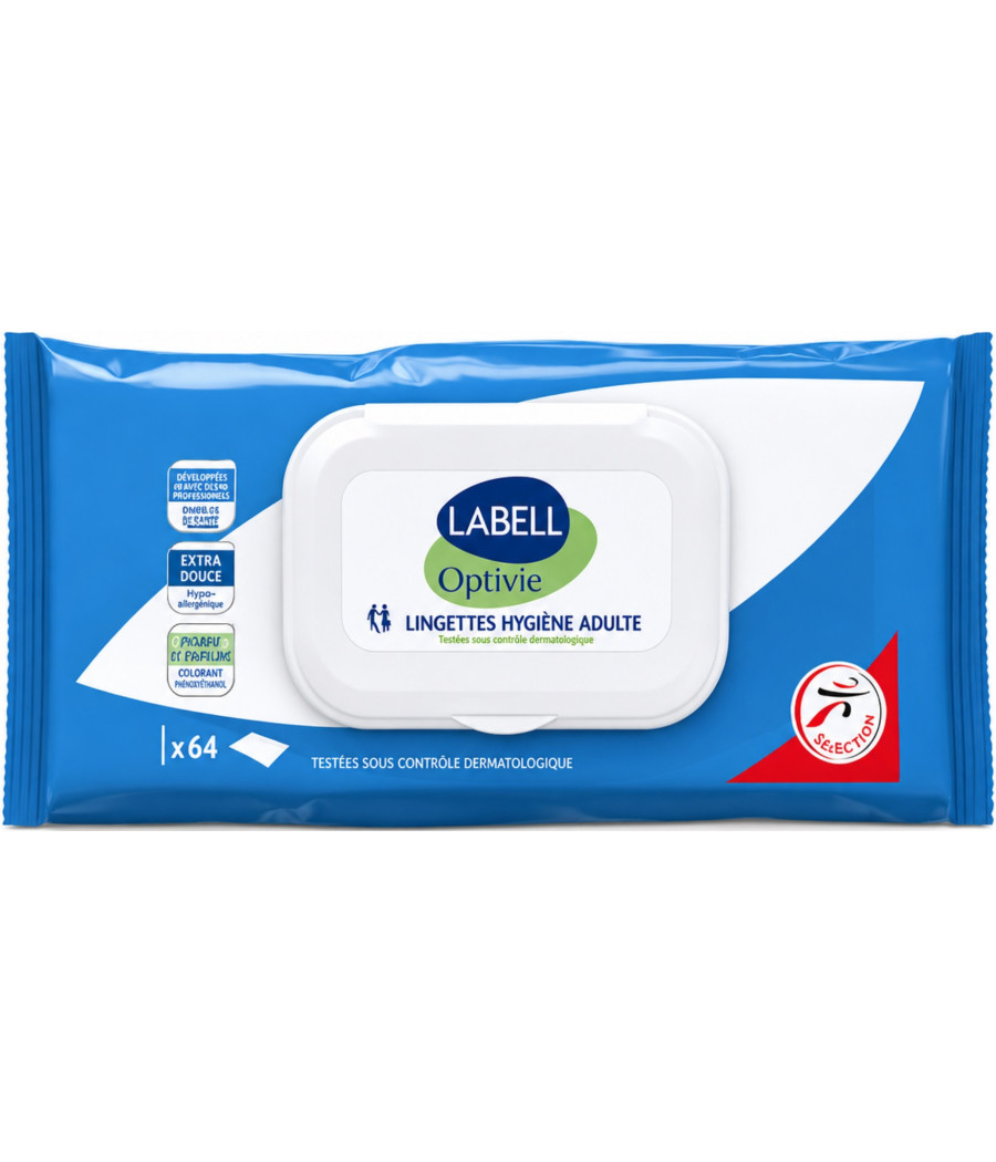 LINGETTES D'HYGIÈNE LABELL OPTIVE ADULTE X64