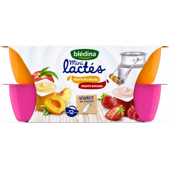 DESSERTS BLÉDINA MINI LACTÉS FRUITS DU SOLEIL ET FRUITS ROUGE 12X55G