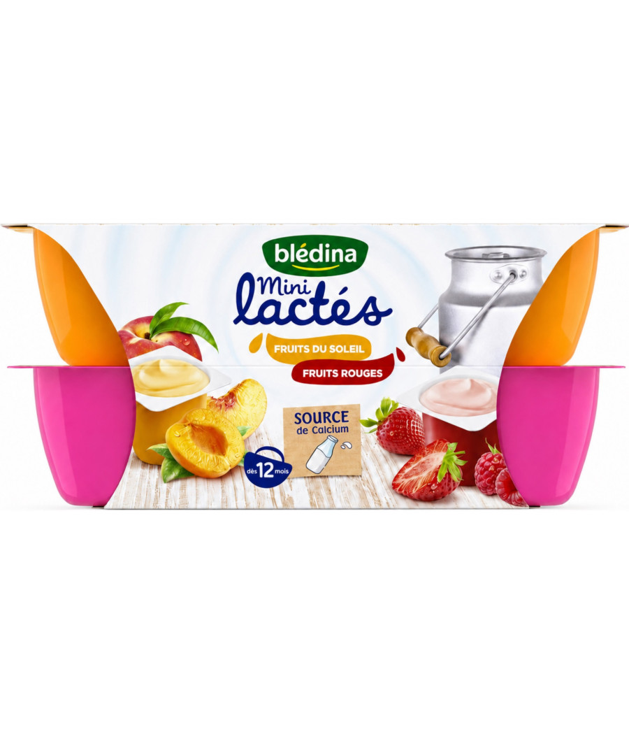 DESSERTS BLÉDINA MINI LACTÉS FRUITS DU SOLEIL ET FRUITS ROUGE 12X55G
