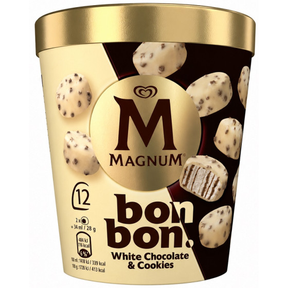 BONBONS GLACÉS MAGNUM CHOCOLAT BLANC COOKIES 168G