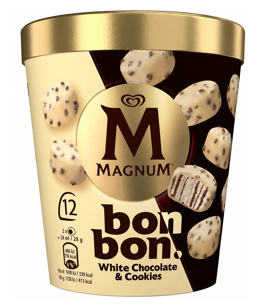 BONBONS GLACÉS MAGNUM CHOCOLAT BLANC COOKIES 168G