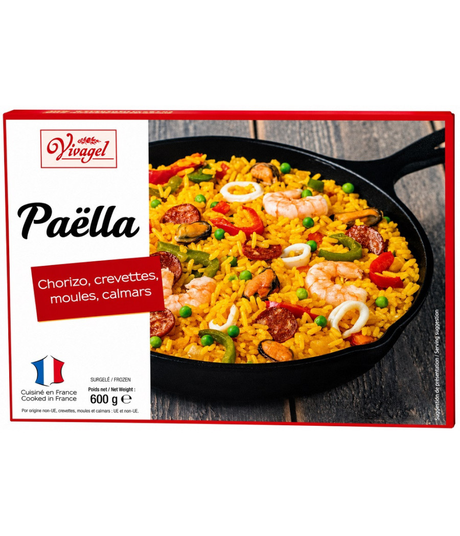 PAËLLA VIVAGEL CHORIZO CREVETTES MOULES ET CALMARS 600G