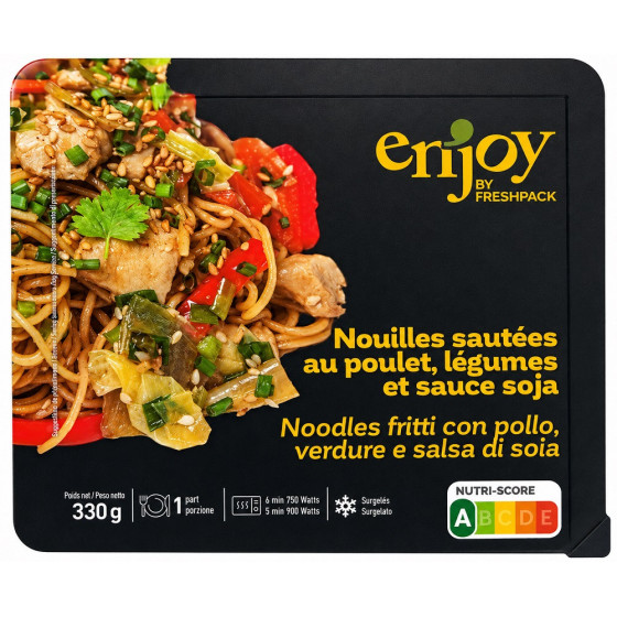 NOUILLES AUX POULET LÉGUME ET SAUCE SOJA ENJOY BY FRESHPACK 330G