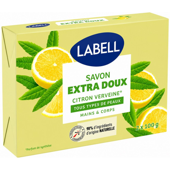 SAVON LABELL EXTRA DOUX CITRON VERVEINE MAIN ET CORPS 2 X 100G