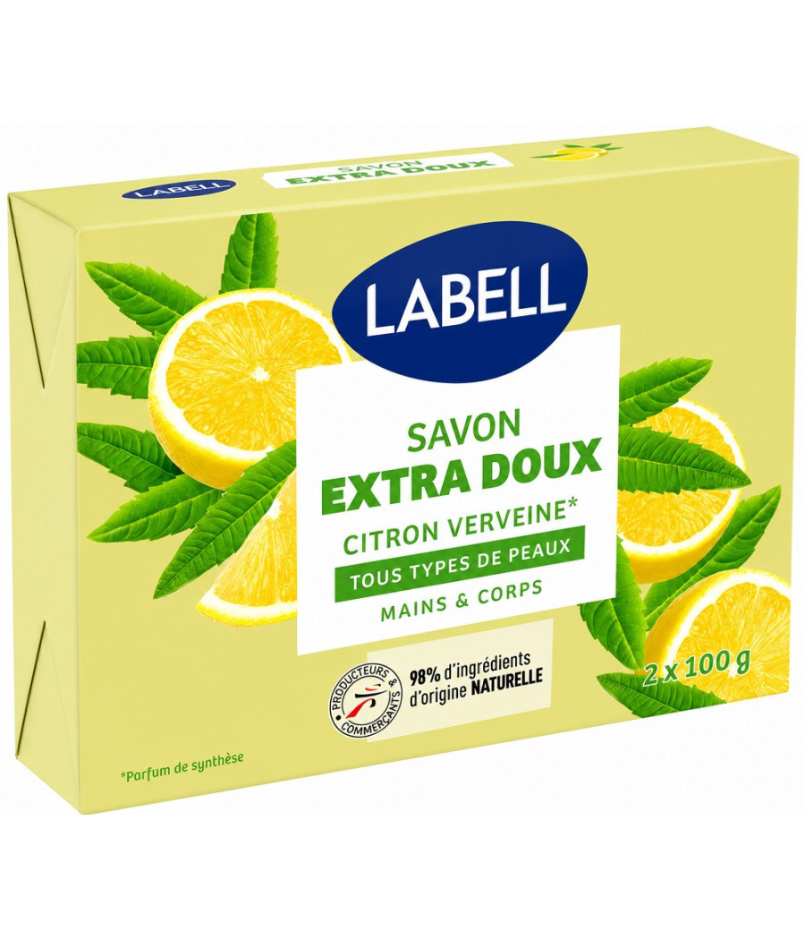 SAVON LABELL EXTRA DOUX CITRON VERVEINE MAIN ET CORPS 2 X 100G