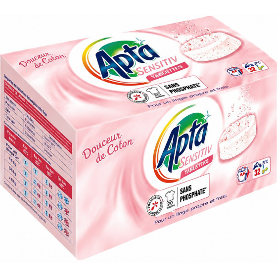LESSIVES TABLETTES APTA SENSITIV DOUCEUR DE COTON X32