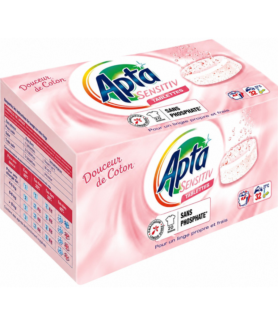 LESSIVES TABLETTES APTA SENSITIV DOUCEUR DE COTON X32