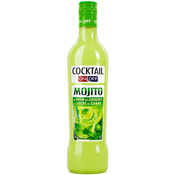 BOUTEILLE DE MOJITO COCKTAIL ON OFF AU RHUM DES CARAÏBES ET SUCRE DE CANNES 70CL