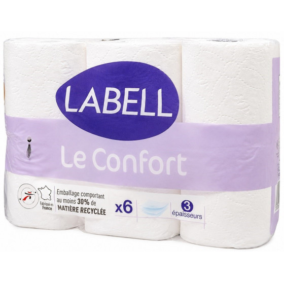 PAPIER TOILETTE LABELL LE CONFORT 3 ÉPAISSEURS X6