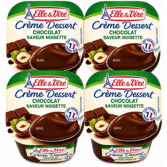 CRÈMES DESSERT ELLE & VIRE CHOCOLAT SAVEUR NOISETTE 4 X 100G