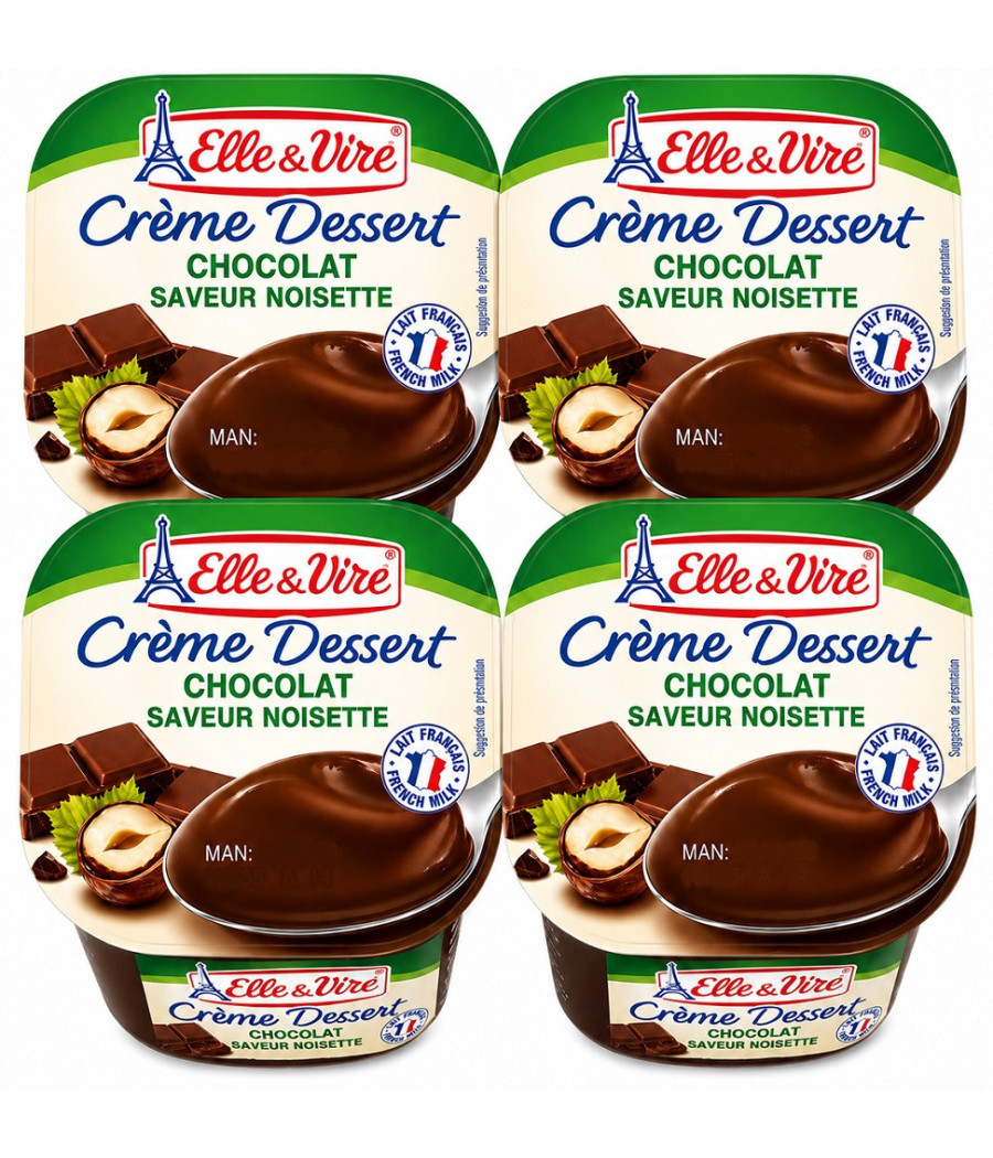 CRÈMES DESSERT ELLE & VIRE CHOCOLAT SAVEUR NOISETTE 4 X 100G
