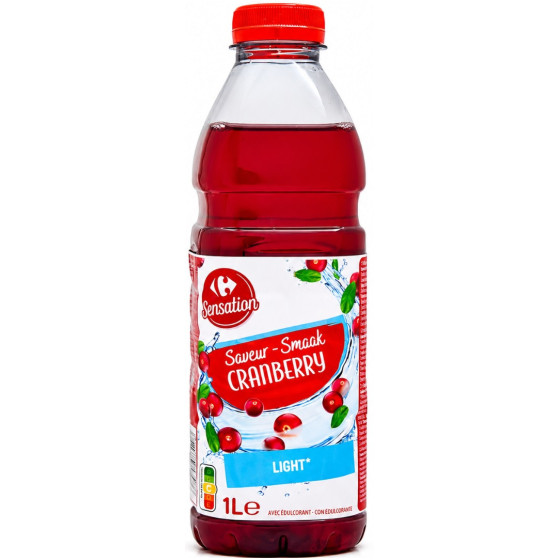 BOISSON SAVEUR CRANBERRY LIGHT CARREFOUR SENSATION 1L