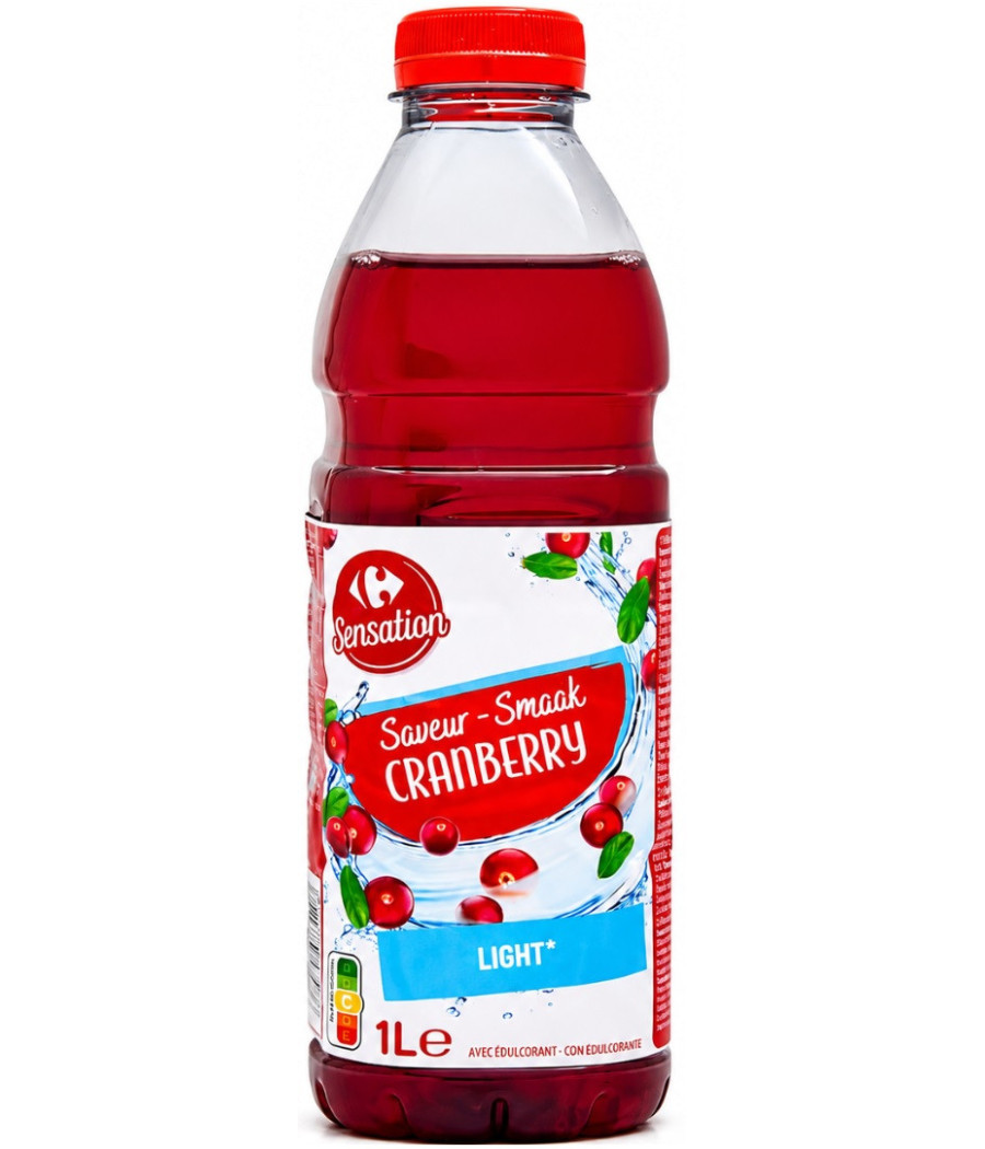BOISSON SAVEUR CRANBERRY LIGHT CARREFOUR SENSATION 1L