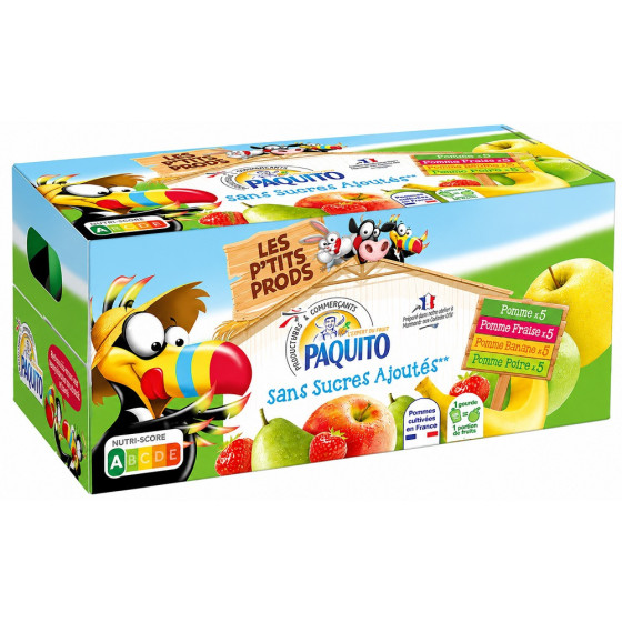 COMPOTES PAQUITO POMME POIRE BANANE 20 X 90G
