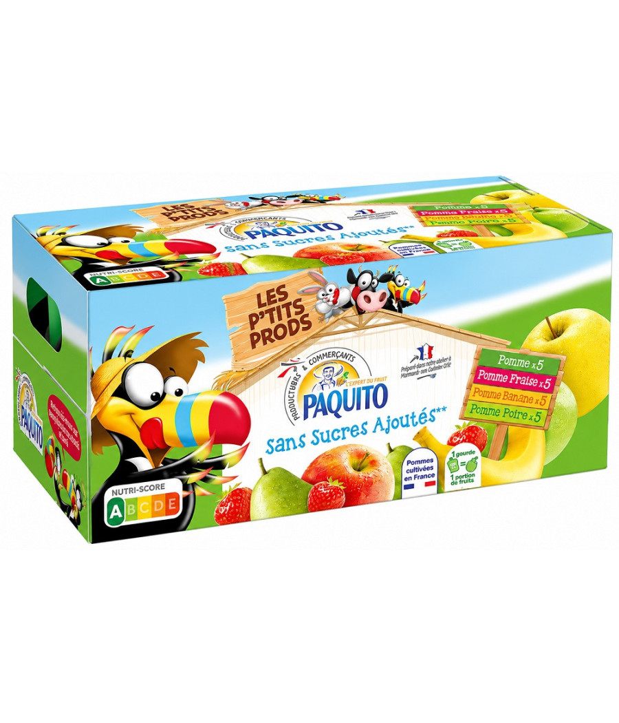 COMPOTES PAQUITO POMME POIRE BANANE 20 X 90G