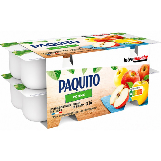 COMPOTES PAQUITO POMMES ALLEGÉE EN SUCRES 16 X 100G