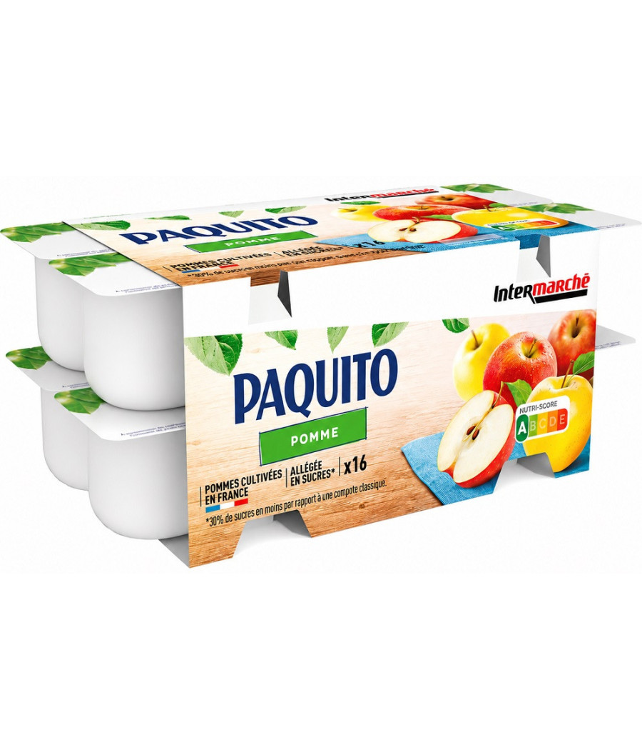 COMPOTES PAQUITO POMMES ALLEGÉE EN SUCRES 16 X 100G