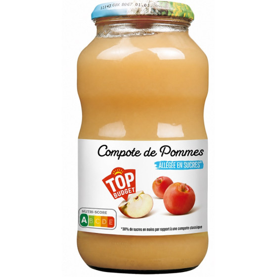 COMPOTE TOP BUDGET POMMES ALLEGÉE EN SUCRES 710G