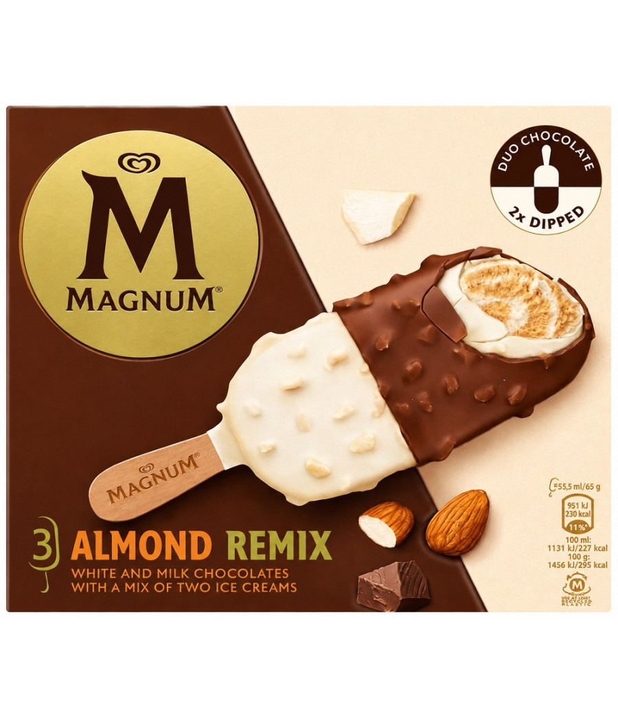 GLACES BATONNET MAGNUM AMANDES REMIX 198G